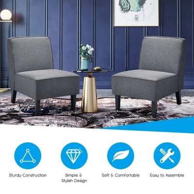 Costway Accent Chair Armless Fabric Sofa Living Room Furniture Gray - Image 5