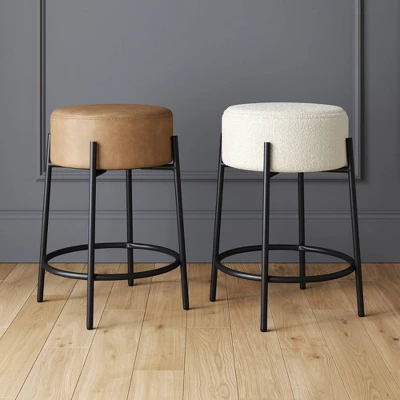 24" Isaac Upholstered Backless Barstool - Nathan James - Image 4