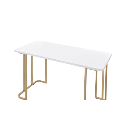 Estie Writing Desk White/Gold - Acme Furniture - Image 3