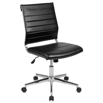 Merrick Lane Ergonomic Swivel Office Chair Ribbed Back And Seat Mid-Back Armless Computer Desk Chair With Metal Base - Image 16