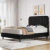 Yaheetech Upholstered Platform Bed Frame With Square Tufted Fabric Headboard