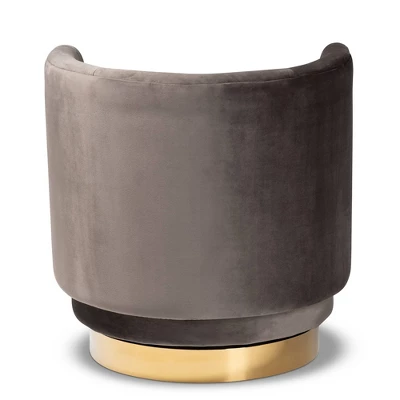 Saffi Velvet Upholstered Swivel Accent Chair - Baxton Studio - Image 3