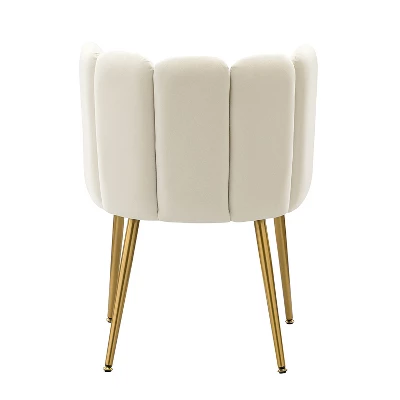 Barbara Contemparary Velvet Vanity Stool For Makeup Room, Moden Accent Side Chairs For Living Room With Shell Back And Golden Metal Legs | ARTFUL LIVING DESIGN - Image 7