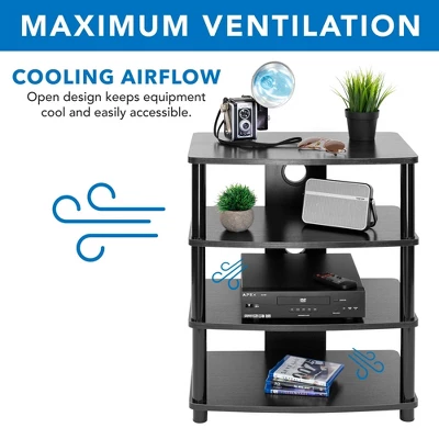 Mount-It! Media Stand Entertainment Center For TV, Audio Video Components, Stereo Equipment, Gaming Consoles, Streaming Devices | 4 Shelves | Black - Image 3