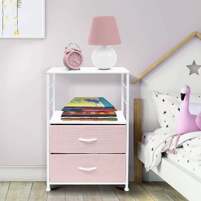 Sorbus Drawer Nightstand Shelf For Bedroom Home And Office And More Pink - Image 2