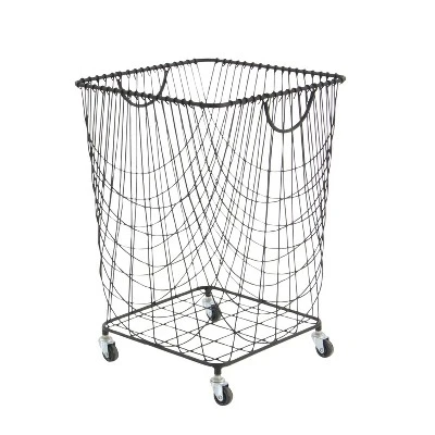 Square Industrial Metal Storage Cart Black CosmoLiving By Cosmopolitan - Image 2