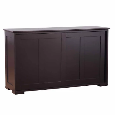 Tangkula Wood Buffet Cupboard Kitchen Storage Cabinet Sideboard W/ Sliding Door - Image 3