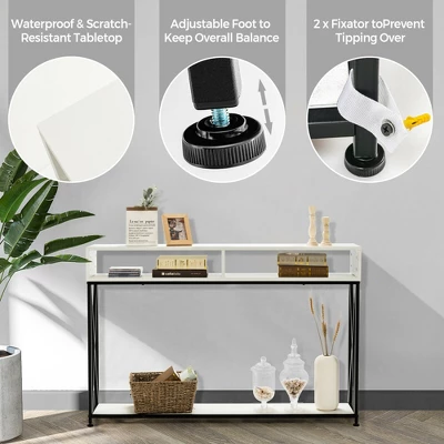 Costway Console Table With Open Shelf And Storage Compartments Steel Frame - Image 6