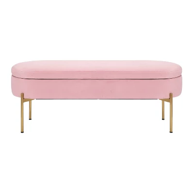 48" Chloe Storage Bench Velvet/Metal Gold/Blush Pink - LumiSource - Image 5