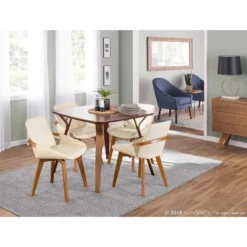 Cosmo Mid-Century Modern Chair Cream/Walnut - LumiSource