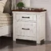 Willow Rustic 3 Drawer Nightstand With USB Plug Distressed White/Walnut - HOMES: Inside + Out