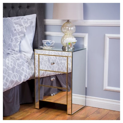 Lenorr Mirrored End Table - Gold - Christopher Knight Home