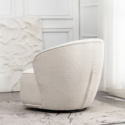 Boucle Upholstered Swivel Barrel Chair - Kinwell - Image 10