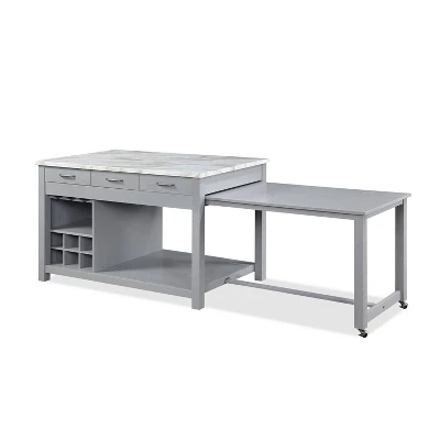 Fredricke Extendable Kitchen Island With Faux Marble - HOMES: Inside + Out - Image 11