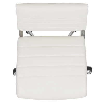 Merrick Lane Ergonomic Swivel Office Chair Ribbed Back And Seat Mid-Back Armless Computer Desk Chair With Metal Base - Image 14