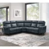 5pc Tomasso Leather Power Reclining Sectional With Power Headrest Blue - Abbyson Living