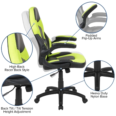 Flash Furniture Gaming Desk And Racing Chair Set With Cup Holder, Headphone Hook & 2 Wire Management Holes - Image 3
