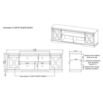2pc Clander TV Stand And Bookcase Tower Set Vintage Gray Oak - HOMES: Inside + Out - Image 16