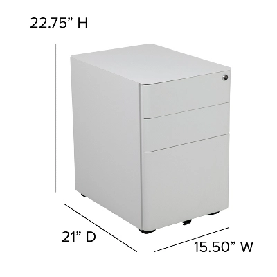 Flash Furniture Modern 3-Drawer Mobile Locking Filing Cabinet With Anti-Tilt Mechanism And Hanging Drawer For Legal & Letter Files - Image 5