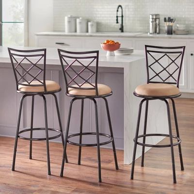 Set Of 3 Avery Adjustable Metal Barstool - Buylateral