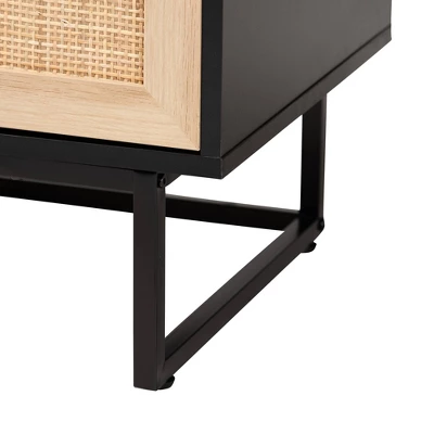 Declan Wood And Natural Rattan 2 Door Storage Cabinet Espresso Brown/Black - Baxton Studio - Image 6