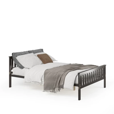Costway Full Wood Platform Bed With Headboard And Footboard Mattress Foundation - Image 8