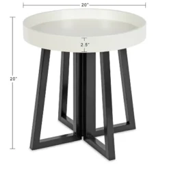 Kate And Laurel Avery Round Wood Side Table, 20x20x20, Black And White