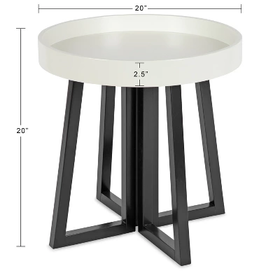 Kate And Laurel Avery Round Wood Side Table, 20x20x20, Black And White