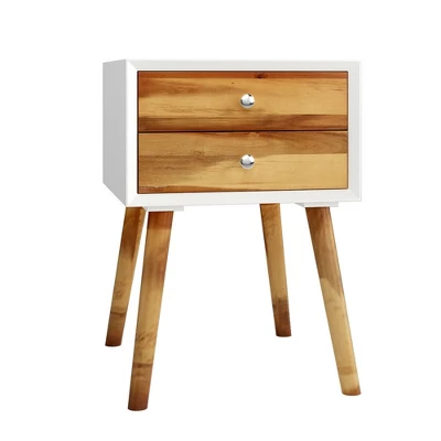 Costway End Table W/Drawers And Storage Wooden Mid-Century Accent Side Table Multipurpose For Bedroom, Living Room Home Furniture Nightstand - Image 13