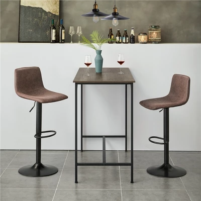 Yaheetech 2pcs Vintage Adjustable Swivel Counter Height Bar Stools With Backrest And Footrest
