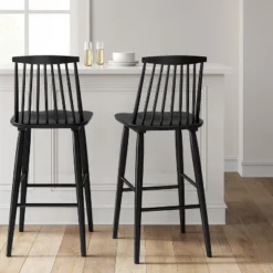Harwich High Back Windsor Barstool Black - Threshold™