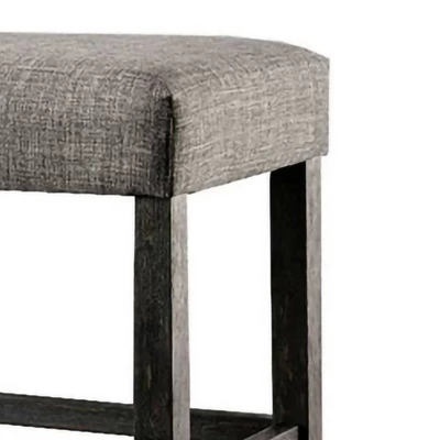 41" Counter Height Bench With Padded Seating Gray - Benzara