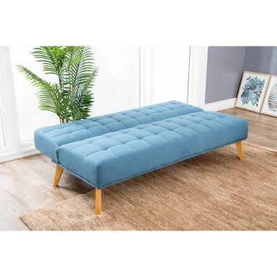 Carlie Mid Century Tufted Fabric Convertible Sofa Futon Blue - Abbyson Living - Image 3