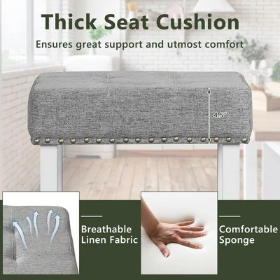 Costway Set Of 2 Bar Stools Tufted Upholstered Counter Height Chairs With Rubber Wood Legs - Image 5