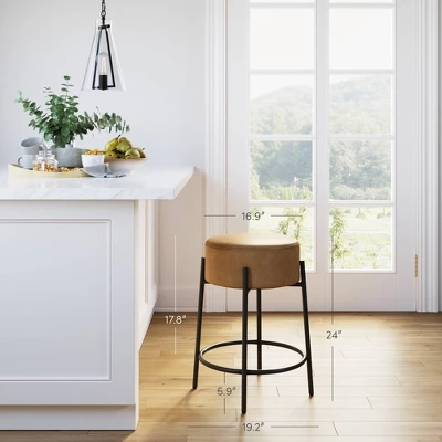 24" Isaac Upholstered Backless Barstool - Nathan James