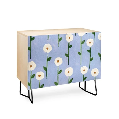 Reves Et Histoires Cute Little Flowers Black Legged Credenza - Deny Designs - Image 2
