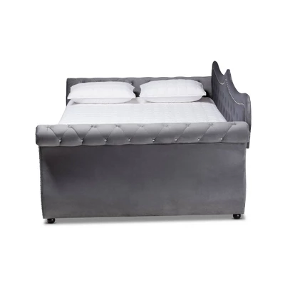 Abbie Velvet Fabric Upholstered Crystal Tufted Daybed - Baxton Studio