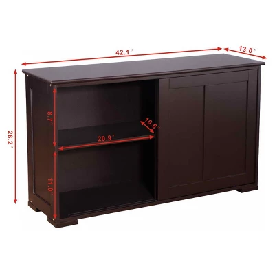 Tangkula Wood Buffet Cupboard Kitchen Storage Cabinet Sideboard W/ Sliding Door - Image 7