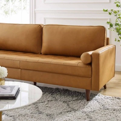 81" Valour Leather Sofa Tan - Modway - Image 5