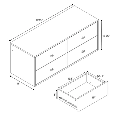 Floating 4 Drawers Dresser White - Prepac - Image 10