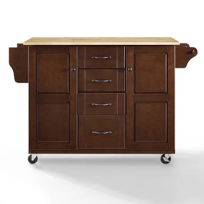 Eleanor Wood Top Kitchen Cart Mahogany/Natural - Crosley - Image 7