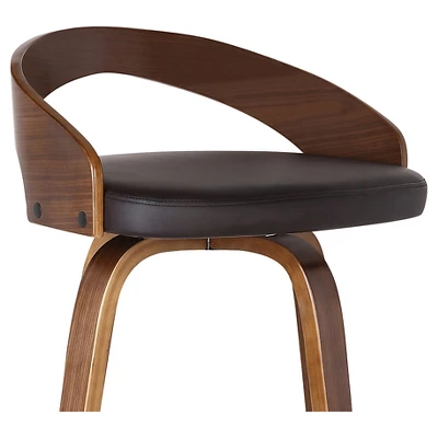 26" Sonia Counter Height Barstool Faux Leather Brown - Armen Living - Image 5