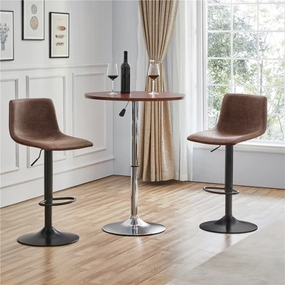 Yaheetech 2pcs Vintage Adjustable Swivel Counter Height Bar Stools With Backrest And Footrest - Image 2