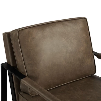 Yaheetech Upholstered Armchair Lounge Chair Accent Chair Faux Leather Brown - Image 4