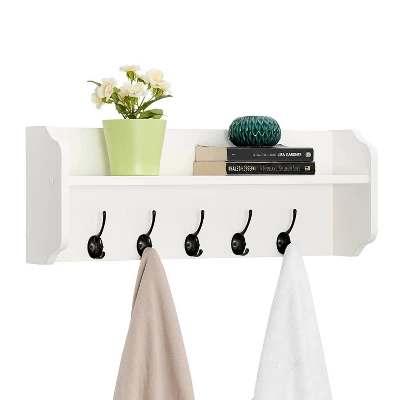 25" X 9" Entryway Floating Utility Wall Shelf With Hooks White - Danya B. - Image 10