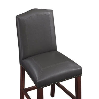 Carteret Gray Leather Counter Stool In Espresso - Comfort Pointe - Image 5