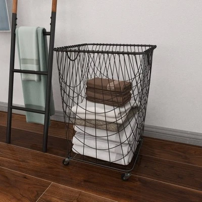 Square Industrial Metal Storage Cart Black CosmoLiving By Cosmopolitan - Image 8