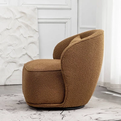 Boucle Upholstered Swivel Barrel Chair - Kinwell - Image 8