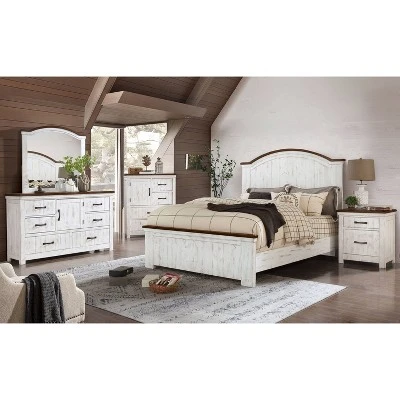 Willow Rustic 3 Drawer Nightstand With USB Plug Distressed White/Walnut - HOMES: Inside + Out - Image 3