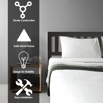 Costway Full Wood Platform Bed With Headboard And Footboard Mattress Foundation - Image 4